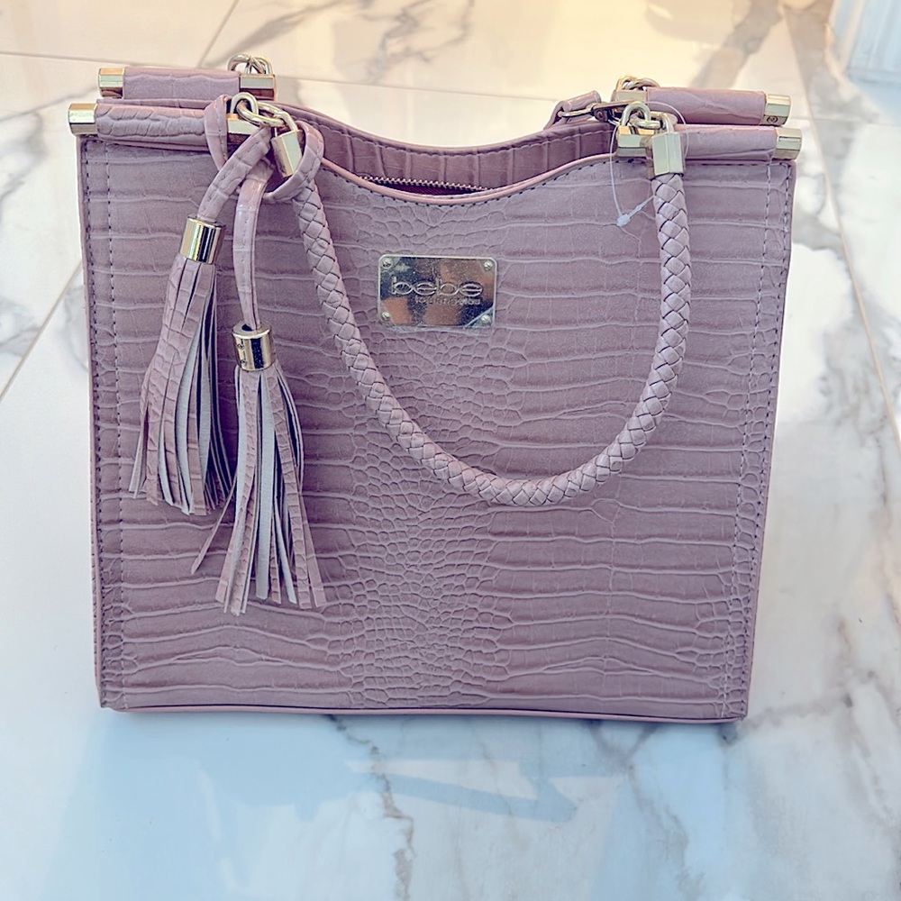 BEBE Blush Pink with Gold Detail and Tassel  Shoulder Bag New